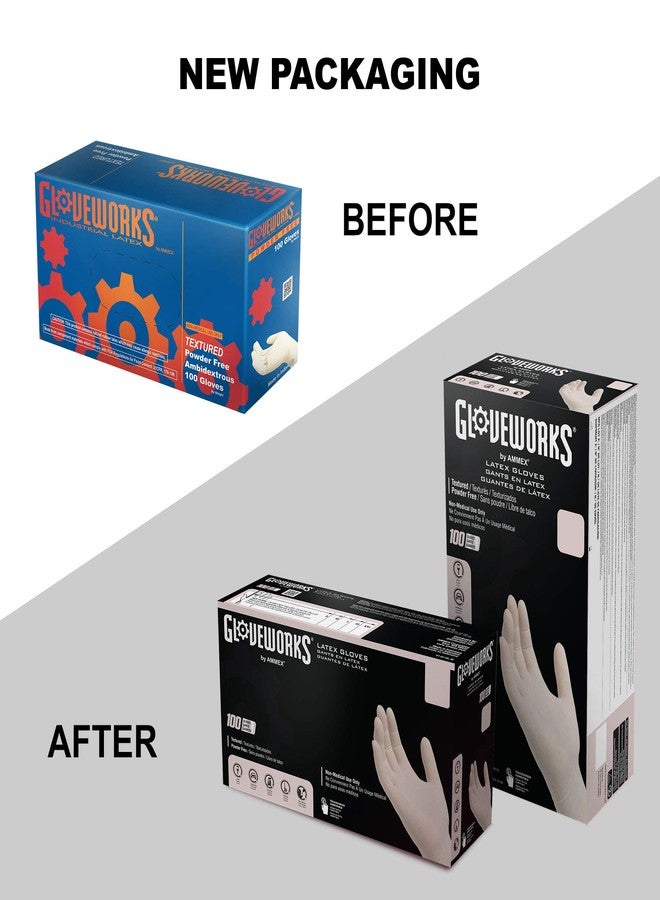 GLOVEWORKS قفازات GLOVEWORKS الصناعية من اللاتكس العاجي، علبة تحتوي على 100 قفاز، سمك 4 مل، مقاس كبير، خالية من البودرة، ذات سطح محكم، للاستخدام مرة واحدة، TLF46100-BX - Image 2